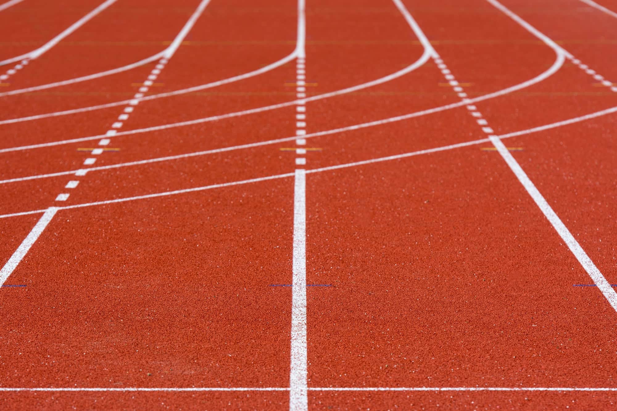 Lane markings on an empty running track