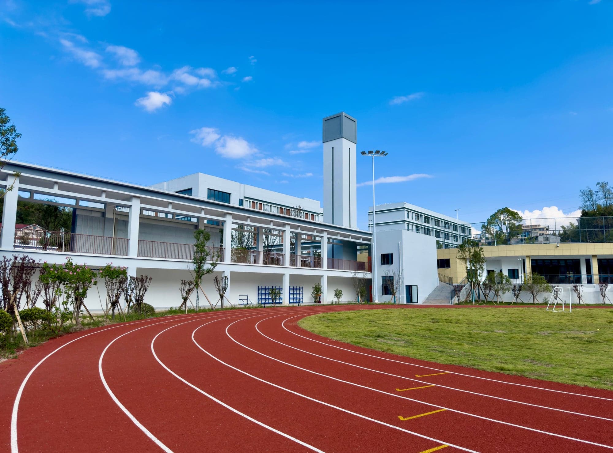 Empty running track in summer