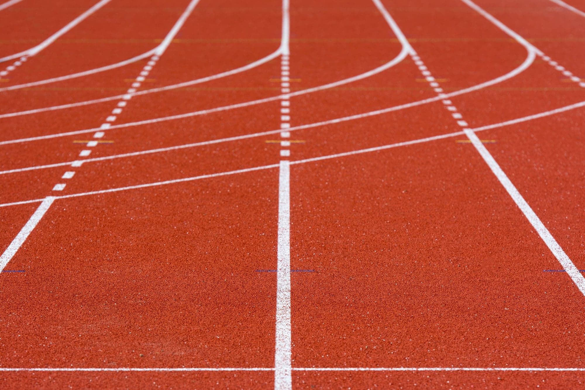 Lane markings on an empty running track