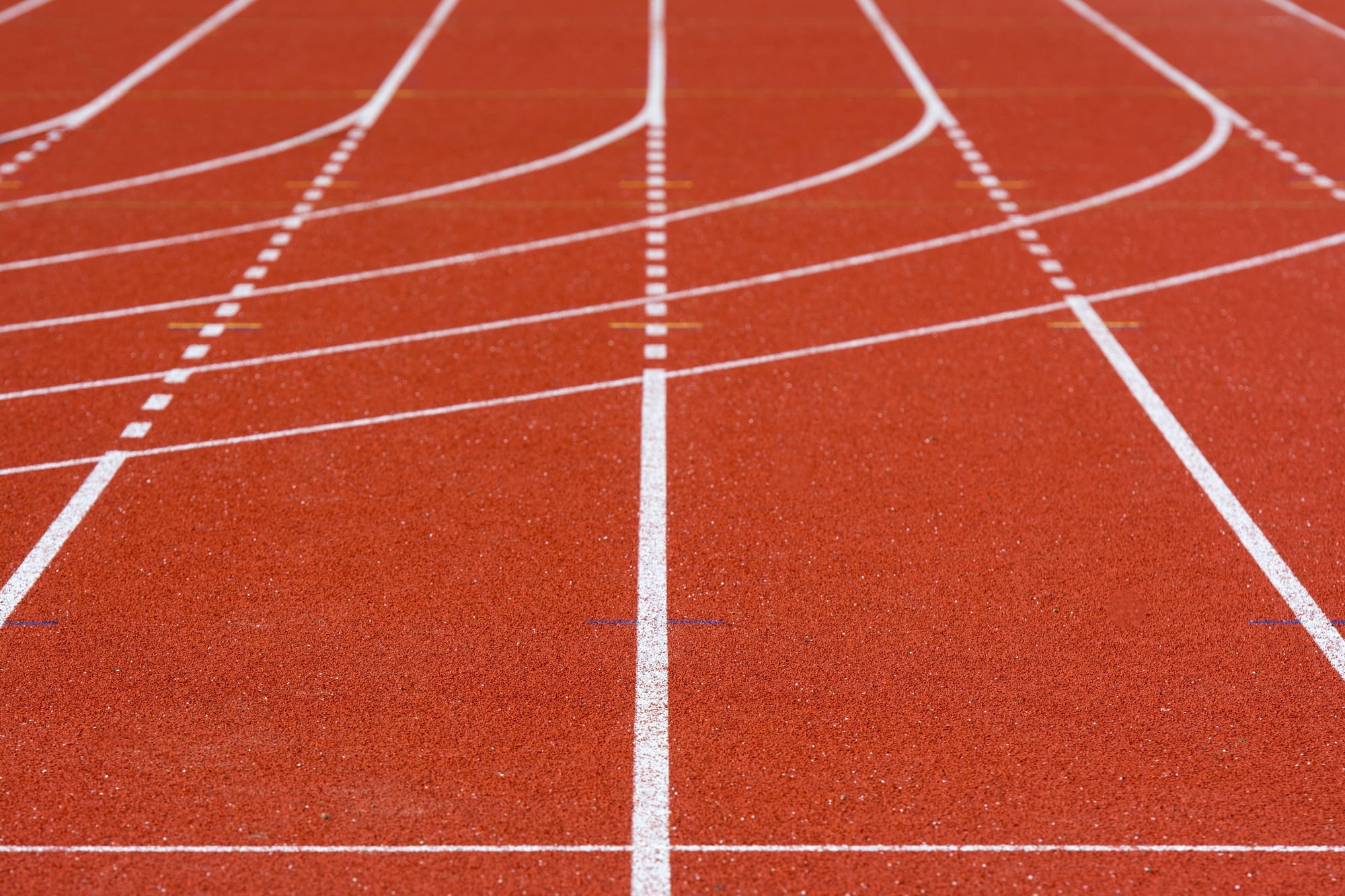 Lane markings on an empty running track